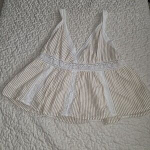 American‎ Eagle Cream White/Crochet Peasant Tank Women's Size Medium %100 Cotton